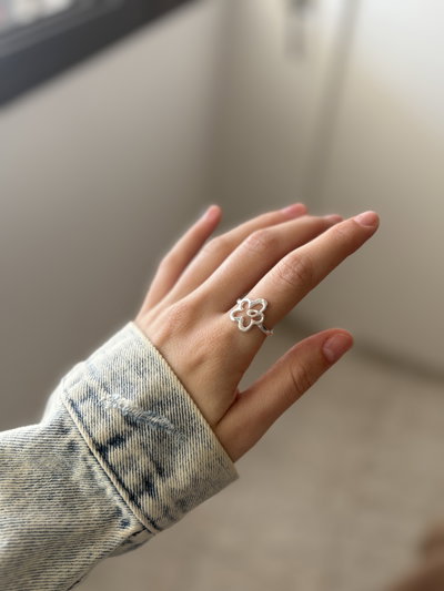 Anillo regulable flor silver