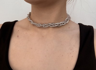 Choker de strass trenzado