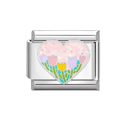 Charm corazón de flores
