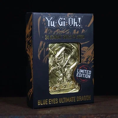 Yu-Gi-Oh! Carta metálica de edición limitada del Blue-Eyes Ultimate Dragon chapada en 24k