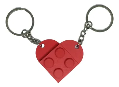 2 Llaveros - Lego - Juntos Forman Un Corazón - Regalo