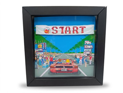cuadro 3d - out-run - arcade - gamer - auto