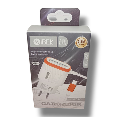Cargador Ibek doble entrada micro USB