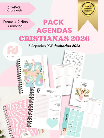 PACK DE 3 PDF AGENDAS CRISTIANAS 2026+ 6 TAPAS - ARCHIVO DIGITAL