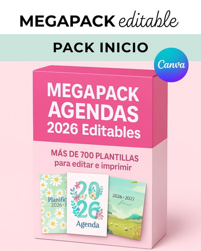 MEGA PACK INCIO - AGENDAS, CUADERNOS Y PLANNERS 2026-2027- EDITABLES EN CANVA