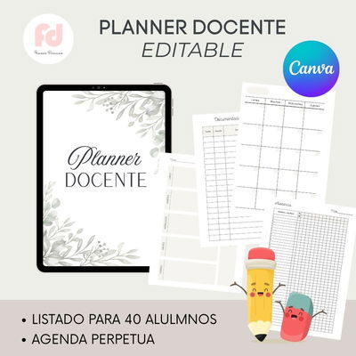 AGENDA DOCENTE PREPETUA EDITABLE EN CANVA- ARCHIVO DIGITAL