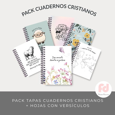 KIT CUADERNOS CRISTIANOS- TAPAS + INTERIORES CON VERSÍCULOS -PDF