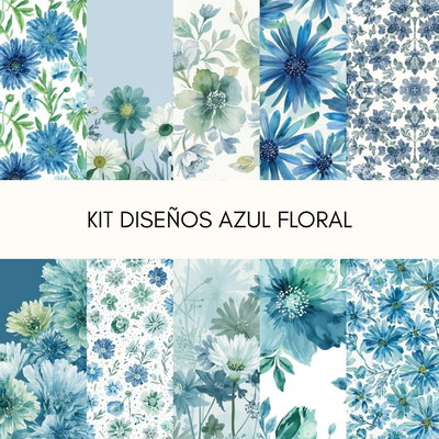 DISEÑOS FLORES AZULES- Etiquetas editables CANVA- MULTIPLES USOS