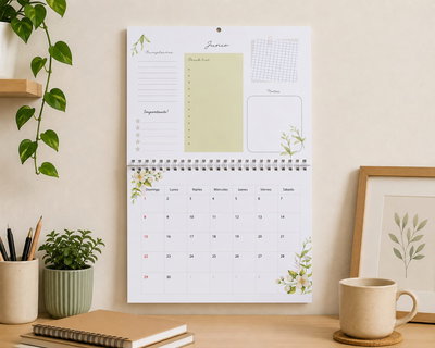 CALENDARIO 2026 CON NOTAS - PDF - COLGANTE Y APAISADO