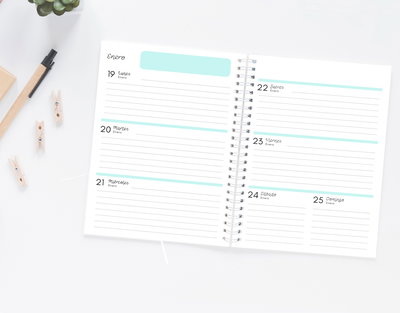 AGENDA SEMANAL EDITABLE EN CANVA 2026- FECHADA- TAPA DE REGALO