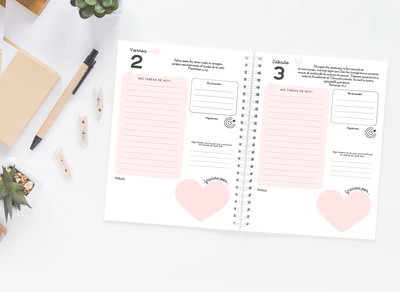 PDF - AGENDA  DIARIA "CUIDAR EL CORAZÓN" VERSIÓN ROSA 2026 + DISEÑO DE TAPA DE REGALO