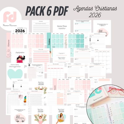 PACK DE 6 PDF AGENDAS 2026 CRISTIANAS - ARCHIVO DIGITAL