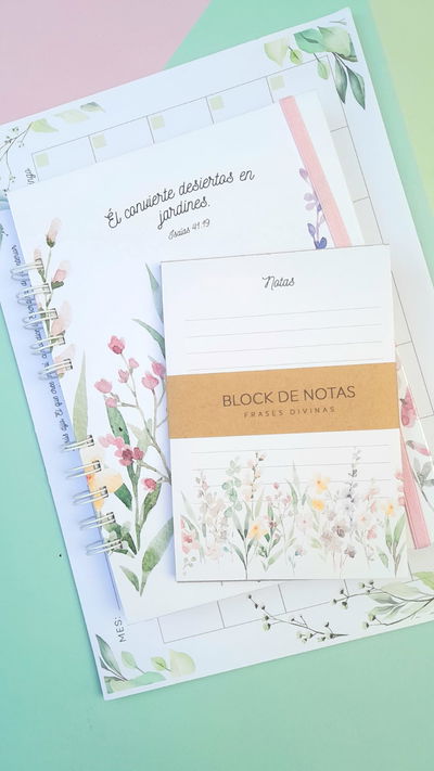 COMBO AGENDA + CALENDARIO + BLOCK ACUARELA