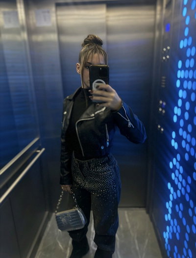 Jeans Black Shine Donna