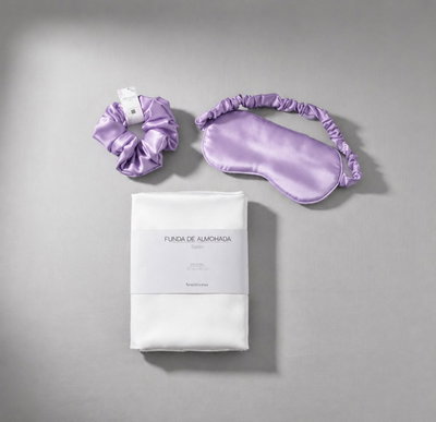 Set Satén Funda + Scrunchie + Antifaz
