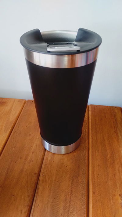 Vaso Cervecero de Acero Inoxidable con Tapa y Destapador