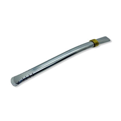 Bombilla plana de acero inoxidable con virola de bronce