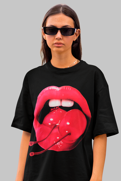 Remera Cherry Lips Algodón 100% Estampa DTF