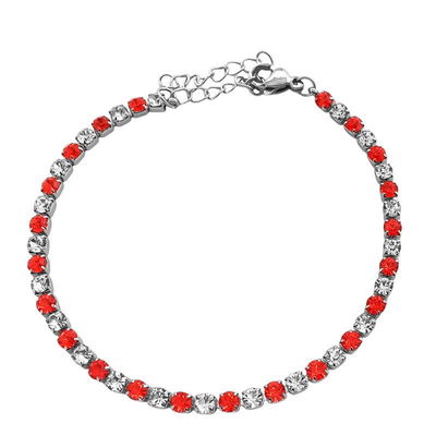 Pulsera ROJO 3MM-18+3CM LINEA DE CUBOS C/ STRASS ROJO 3MM-18+3CM LINEA DE CUBOS C/ STRASS