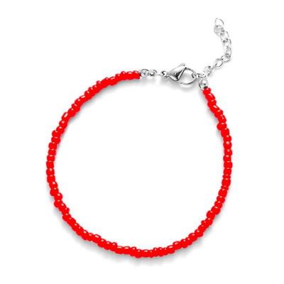 Pulsera MOSTACILLA ROJAS CILINDRICAS 18CM + 3CM EXTENSIÓN PULSERA
