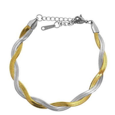 Pulsera DORADO y ACERO TRENZADA 6MM - 17+4CM