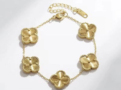 Pulsera Trebol Acero Dorado y Plateado