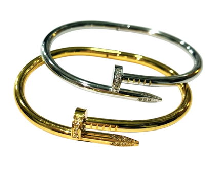 Pulsera esclava clavo strass acero dorado y plateado 