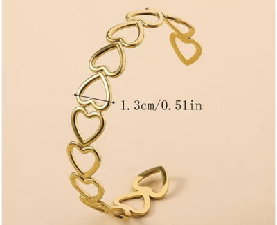 Pulsera abierta corazón acero