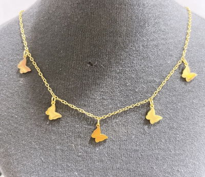 collar acero dorado 5 dijes