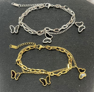 Pulsera con mariposa negras acero quirúrgico