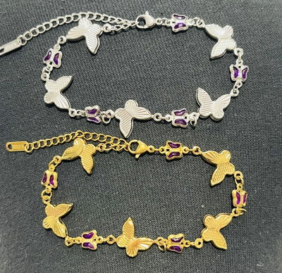 Pulsera mariposa con violeta acero quirúrgico