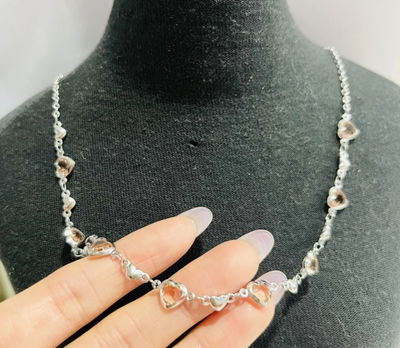 Cadena acero quirúrgico con corazón de color