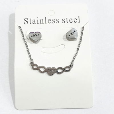 Set Collar + Aros Acero Plateado