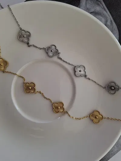 Collar acero dorado 5 Trébol