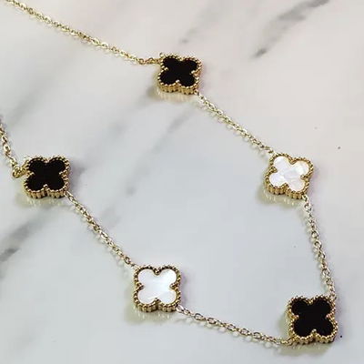 Collar trebol Acero dorado