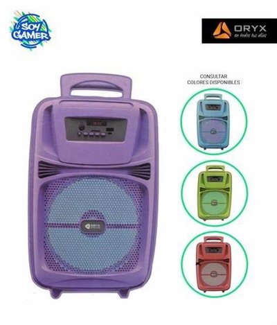 PARLANTE DE 8PULGADAS ORYX 15W COLORES CON MICROFONO 