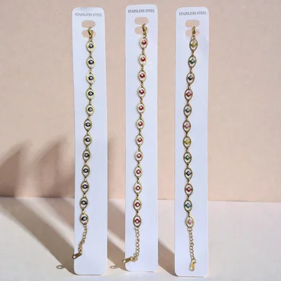 2 Pulseras Acero dorado ojito turco