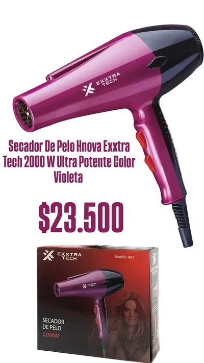 Secador De Pelo Hnova Exxtra Tech 2000 W Ultra Potente Color Violeta 