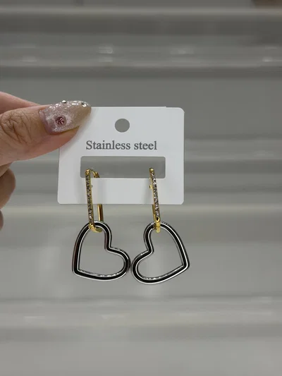 Aros Corazón Combinado Strass