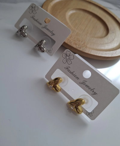 Aros heart strass acero