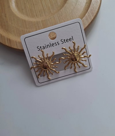 Aros sol acero dorado