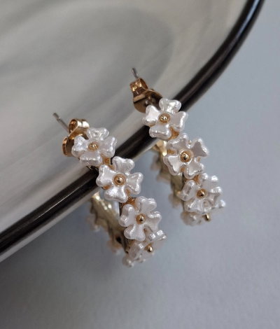 Argollitas Tornasoladas Flor Acero