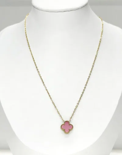 Collar acero dorado trébol 