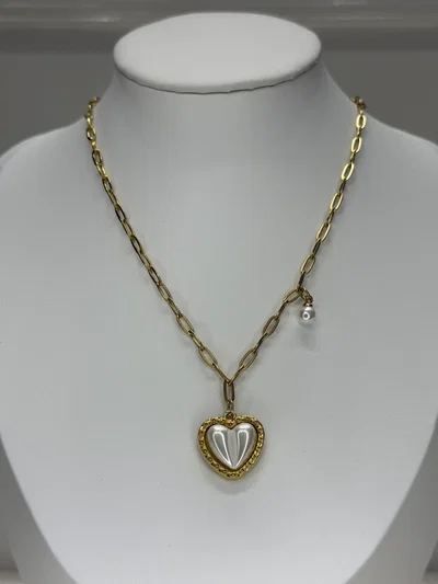 Collar Acero Dorado Perla