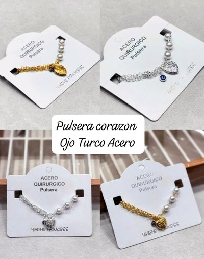 Pulsera corazon ojo turco 