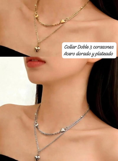 Collar doble acero Corazón 