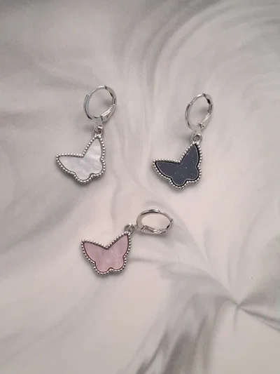 Aros Acero Plateado Mariposa