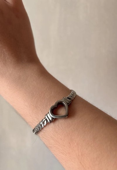 Pulsera Heart Acero Plateado