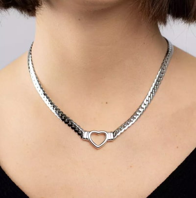 Collar Heart Acero Plateado 