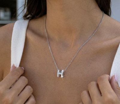 Collar H Acero Plateado